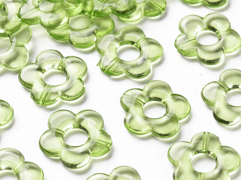 20 perles fleurs transparentes - Vert