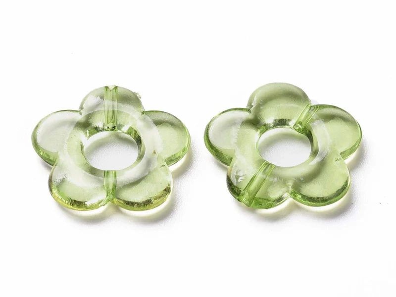 20 perles fleurs transparentes - Vert - Image 2