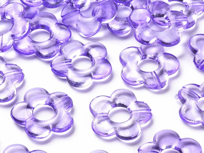 20 perles fleurs transparentes - Violet