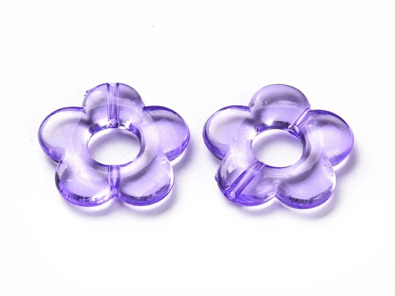 20 perles fleurs transparentes - Violet - Image 2