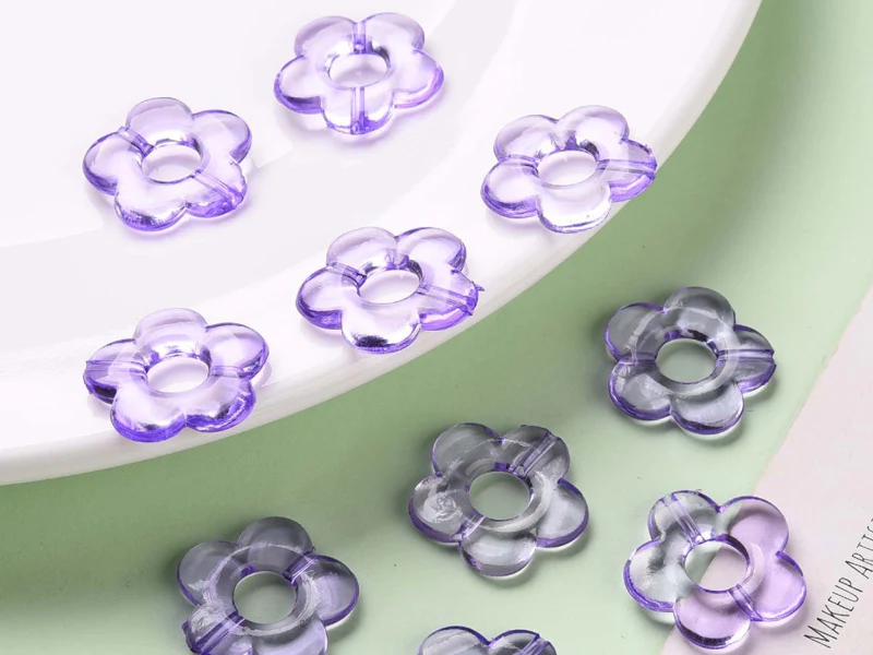 20 perles fleurs transparentes - Violet - Image 4