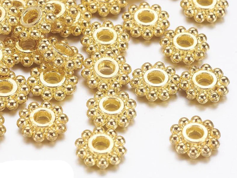 20 perles intercalaires à petites boules dorées - 6,5 mm