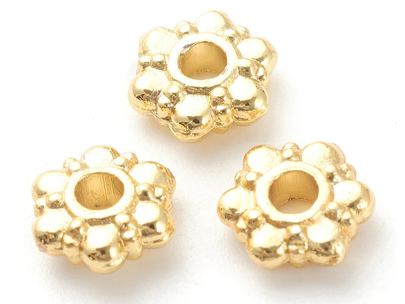 20 perles intercalaires en forme de fleurs - Doré à l'or fin 18 K - 7,5 mm - Image 2