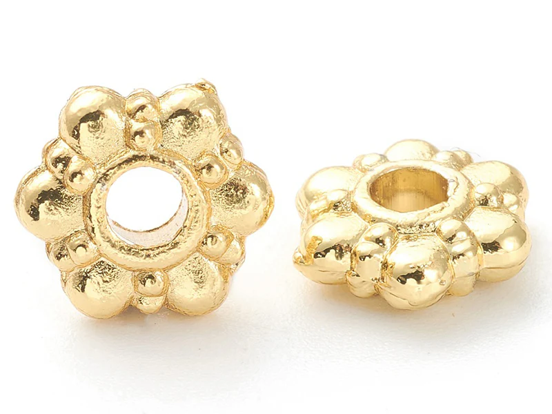 20 perles intercalaires en forme de fleurs - Doré à l'or fin 18 K - 7,5 mm - Image 3
