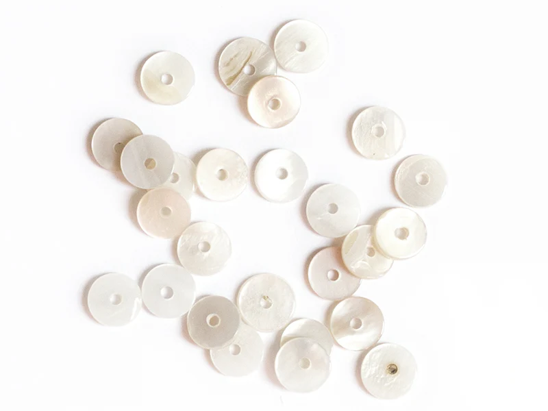 20 perles intercalaires rondelles heishi en nacre véritable - 6 mm - Image 5