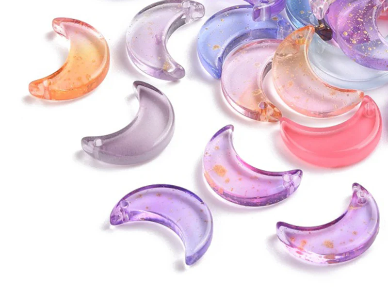 20 perles lunes en verre - Couleurs variées - 16 x 11 mm - Image 3
