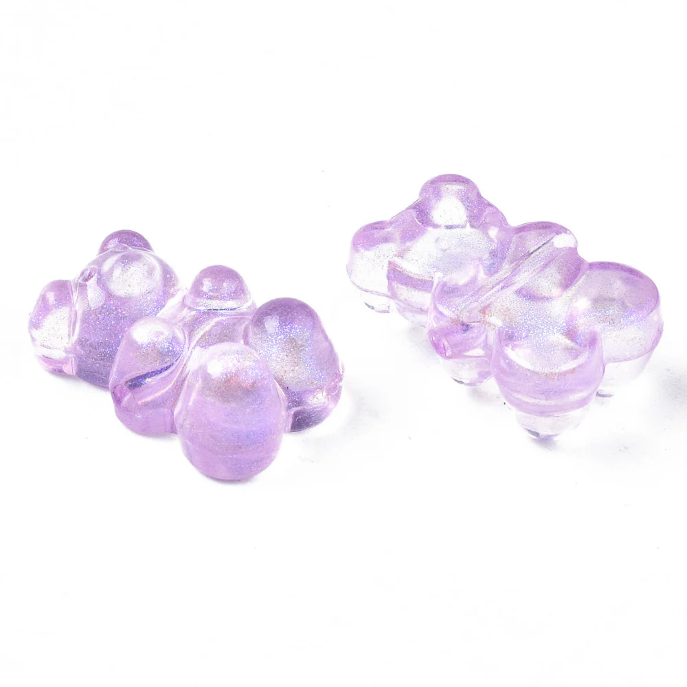 20 perles nounours/ourson acryliques - couleurs variées - 18 x 12 mm - Image 2