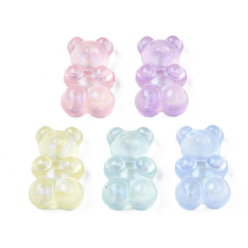 20 perles nounours/ourson acryliques - couleurs variées - 18 x 12 mm - Image 4