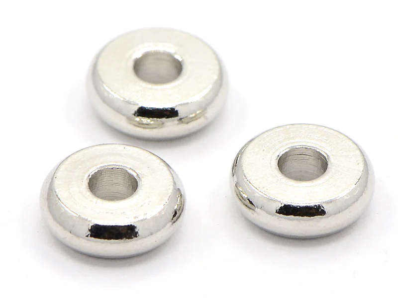 20 perles rondelles heishi arrondies argentées - 6x2 mm - Image 2