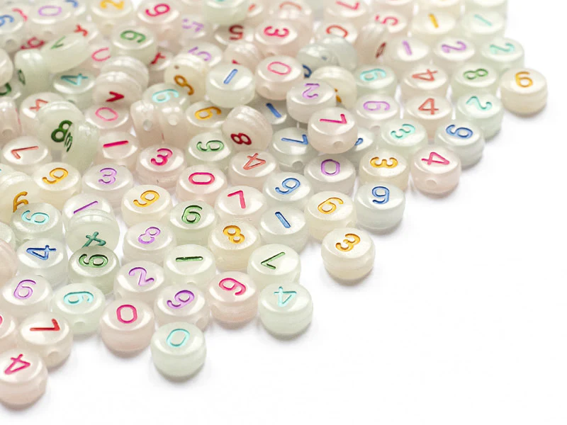 200 perles rondes en plastique - chiffres et numéros - phosphorescent et multicolore - 7 mm - Image 7