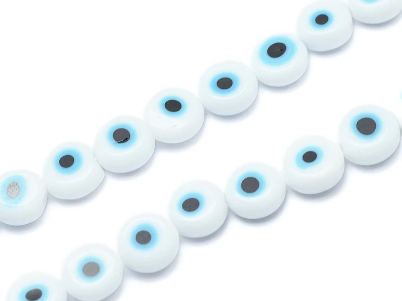 20 perles rondes en verre - œil porte bonheur - blanc - 6 mm - Image 2