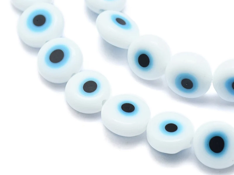 20 perles rondes en verre - œil porte bonheur - blanc - 6 mm - Image 3