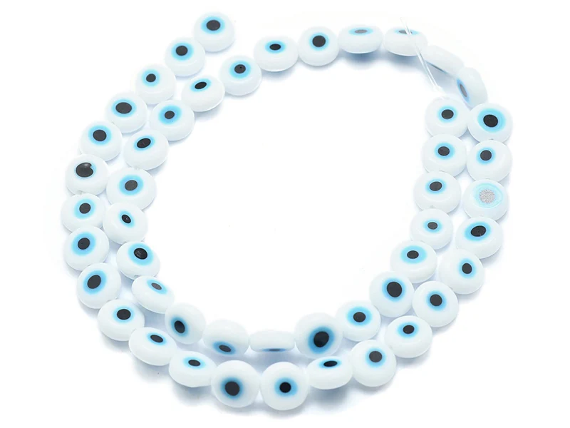 20 perles rondes en verre - œil porte bonheur - blanc - 6 mm - Image 4