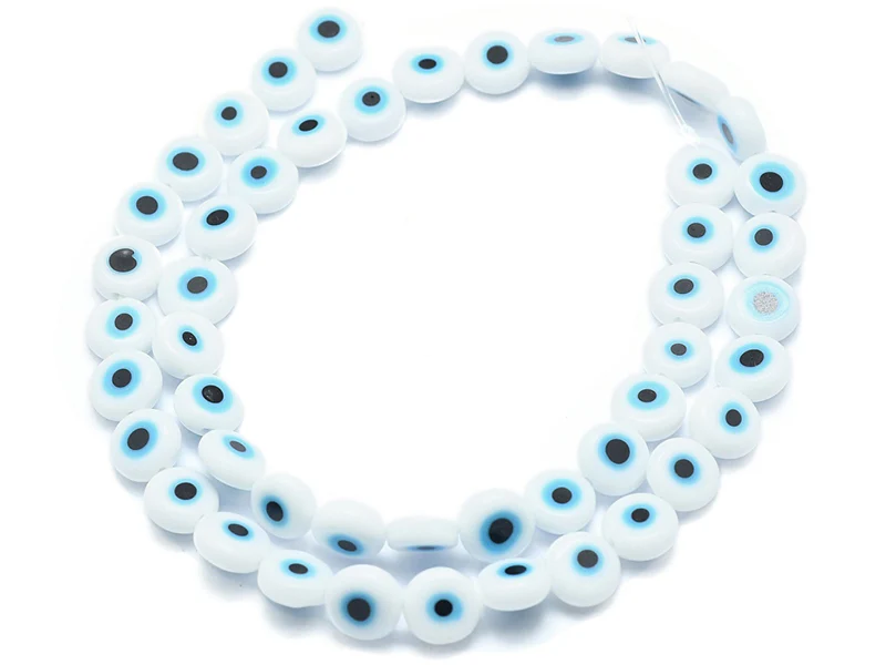 20 perles rondes en verre - œil porte bonheur - blanc - 8 mm - Image 3