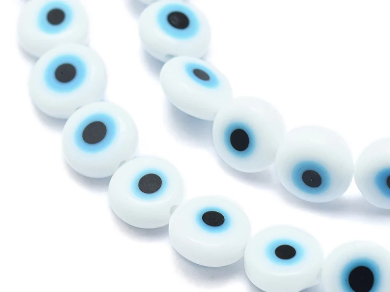 20 perles rondes en verre - œil porte bonheur - blanc - 8 mm - Image 4