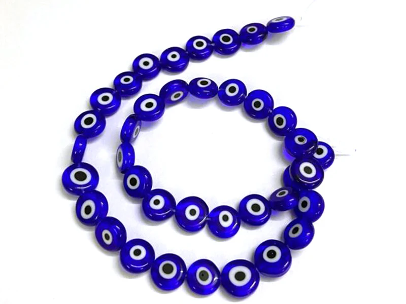 20 perles rondes en verre - œil porte bonheur - bleu roi - 6 mm - Image 2