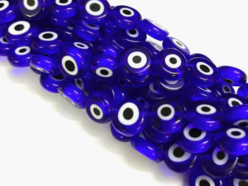 20 perles rondes en verre - œil porte bonheur - bleu roi - 6 mm - Image 3