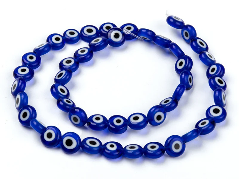 20 perles rondes en verre - œil porte bonheur - bleu roi - 8 mm - Image 2