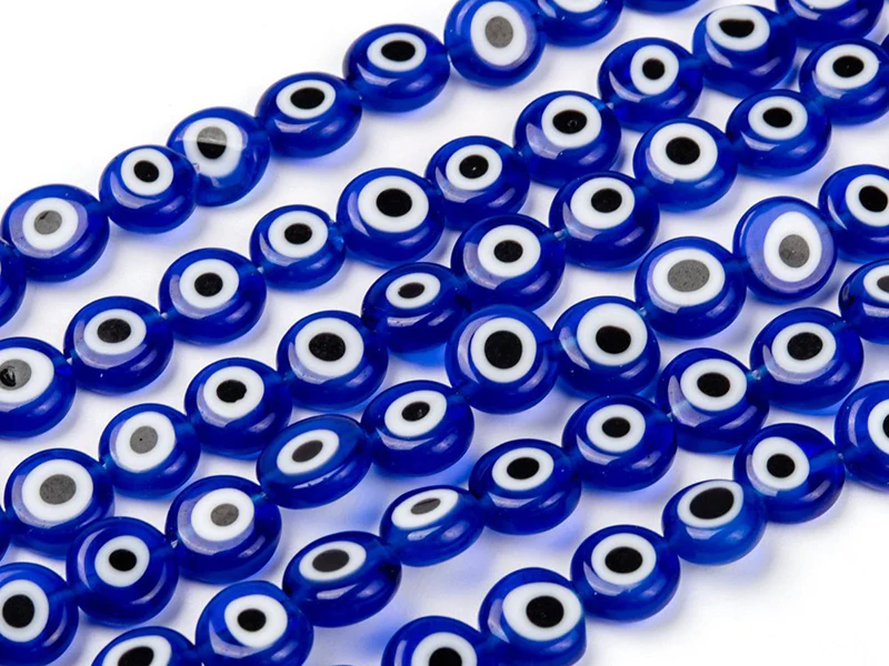 20 perles rondes en verre - œil porte bonheur - bleu roi - 8 mm - Image 4