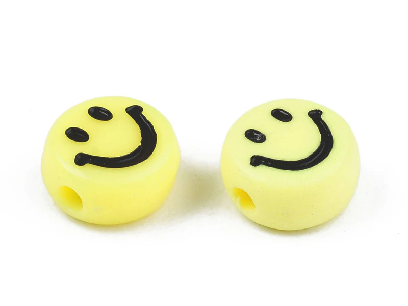 20 perles sourire en acrylique opaque - Jaune - Image 2