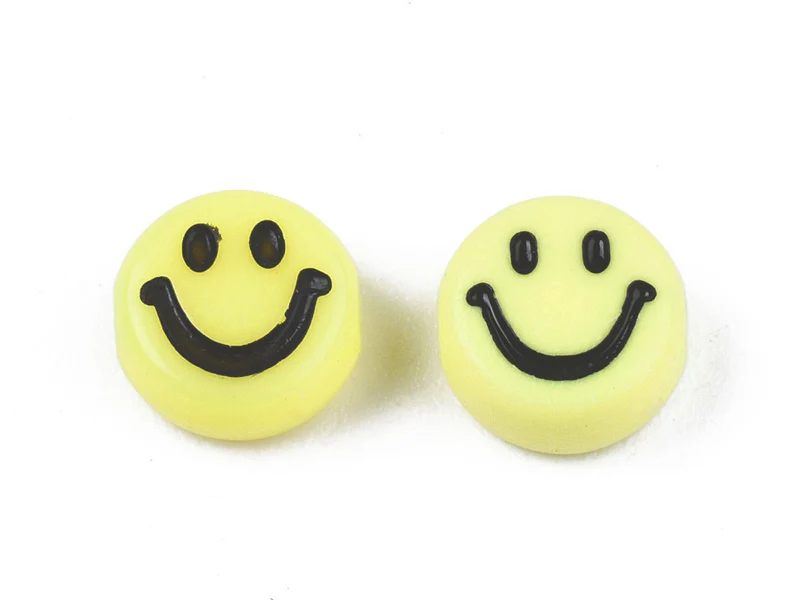 20 perles sourire en acrylique opaque - Jaune - Image 4