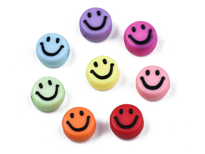 20 perles sourire en acrylique opaque - Multicolore