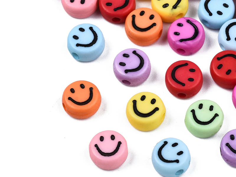 20 perles sourire en acrylique opaque - Multicolore - Image 4