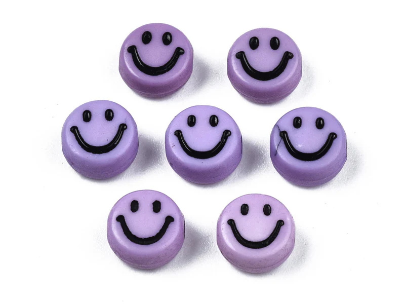 20 perles sourire en acrylique opaque - Violet