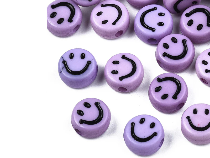 20 perles sourire en acrylique opaque - Violet - Image 2