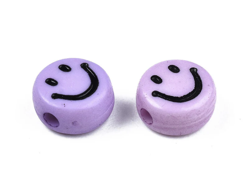 20 perles sourire en acrylique opaque - Violet - Image 3