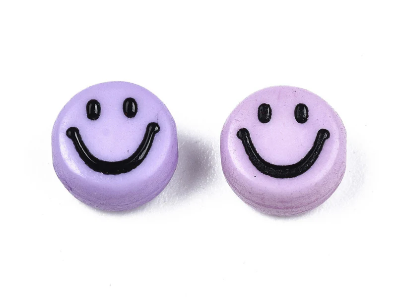 20 perles sourire en acrylique opaque - Violet - Image 4