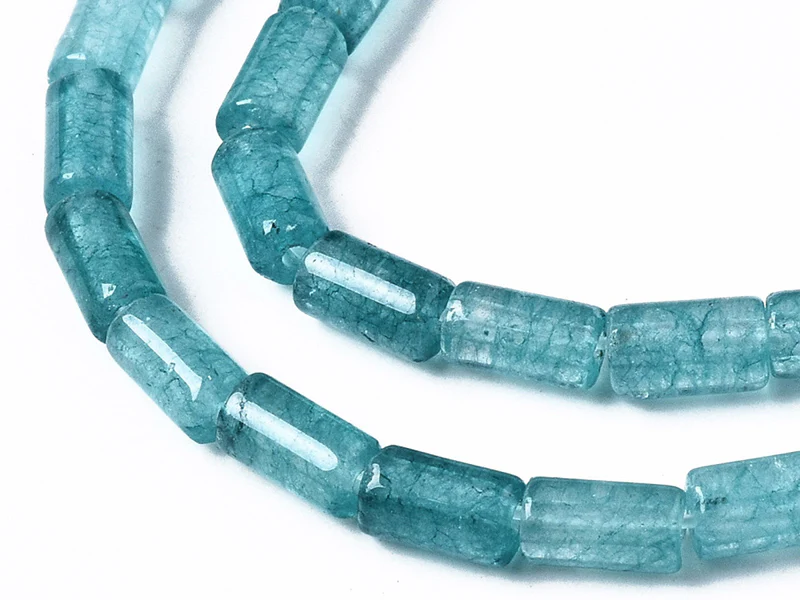 20 perles tube/colonne en aigue-marine avec coloration - 6 x 3 mm