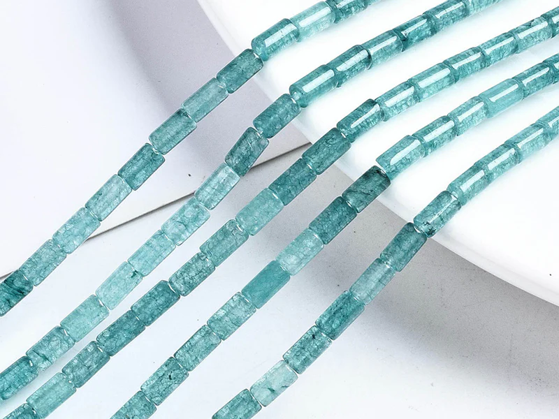 20 perles tube/colonne en aigue-marine avec coloration - 6 x 3 mm - Image 2