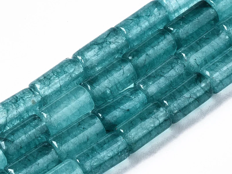 20 perles tube/colonne en aigue-marine avec coloration - 6 x 3 mm - Image 3