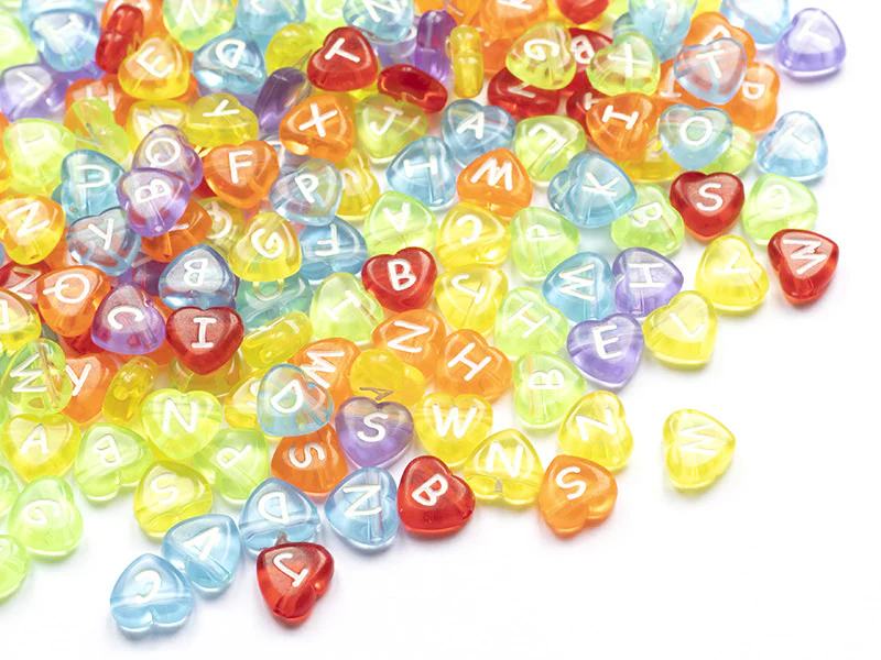 200 perles cœur en plastique - lettres alphabet - 11 mm - Image 10