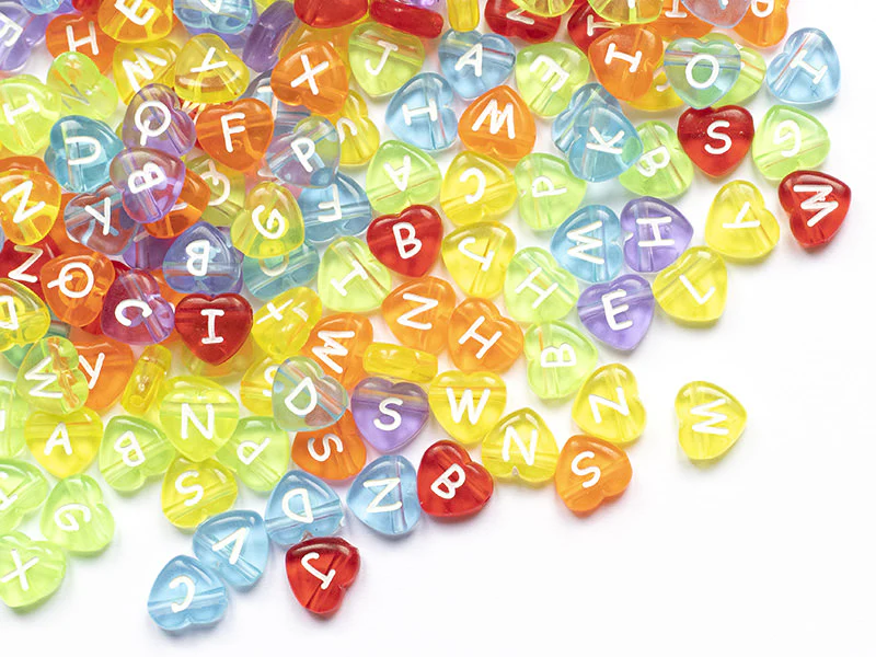 200 perles cœur en plastique - lettres alphabet - 11 mm - Image 11