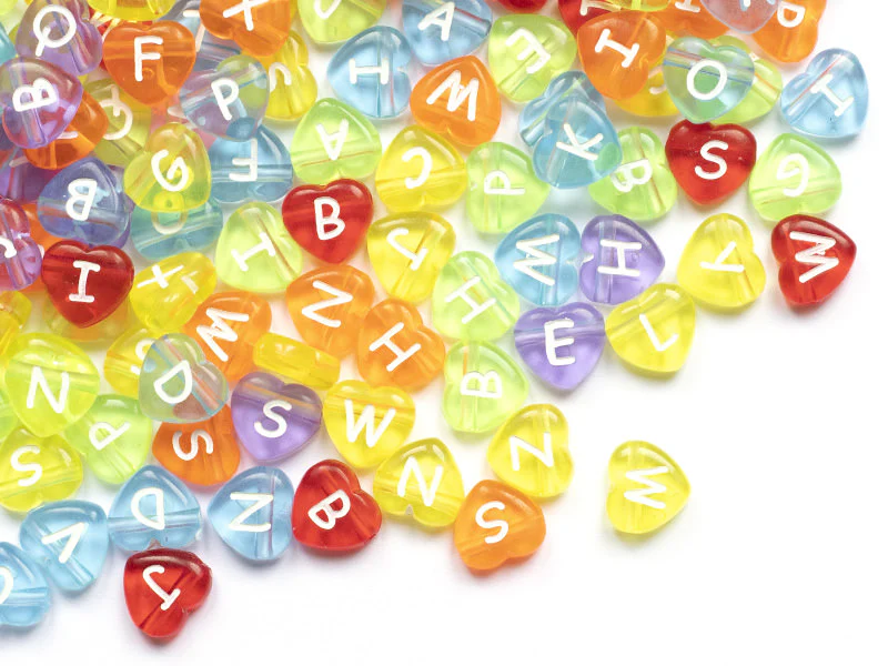 200 perles cœur en plastique - lettres alphabet - 11 mm - Image 12