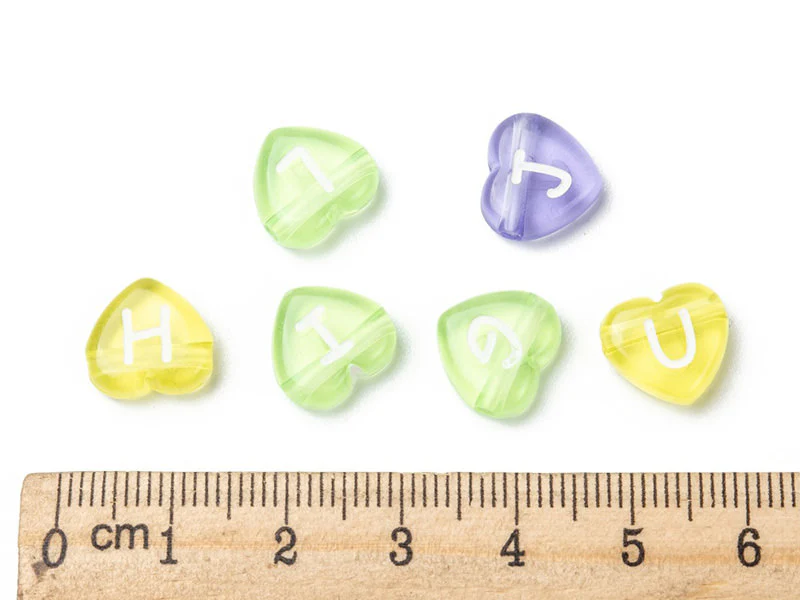 200 perles cœur en plastique - lettres alphabet - 11 mm - Image 3