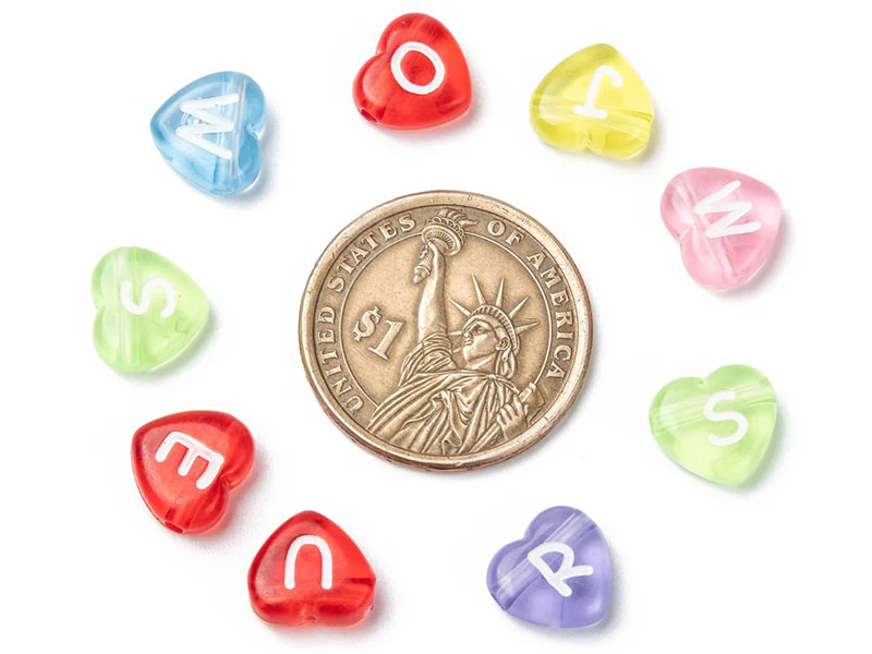 200 perles cœur en plastique - lettres alphabet - 11 mm - Image 4
