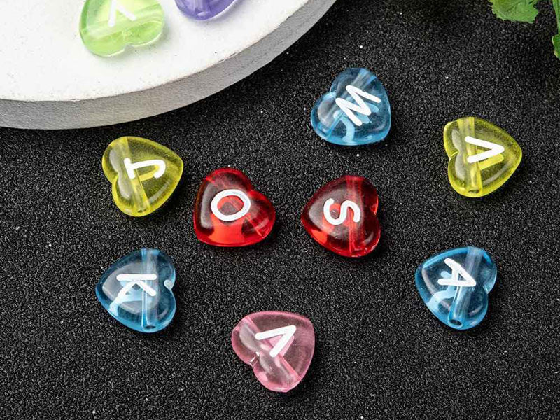 200 perles cœur en plastique - lettres alphabet - 11 mm - Image 6