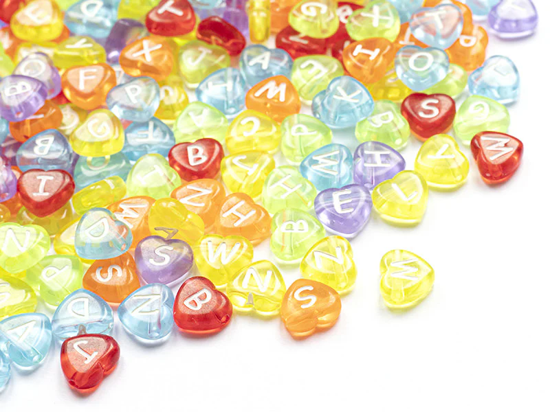 200 perles cœur en plastique - lettres alphabet - 11 mm - Image 7