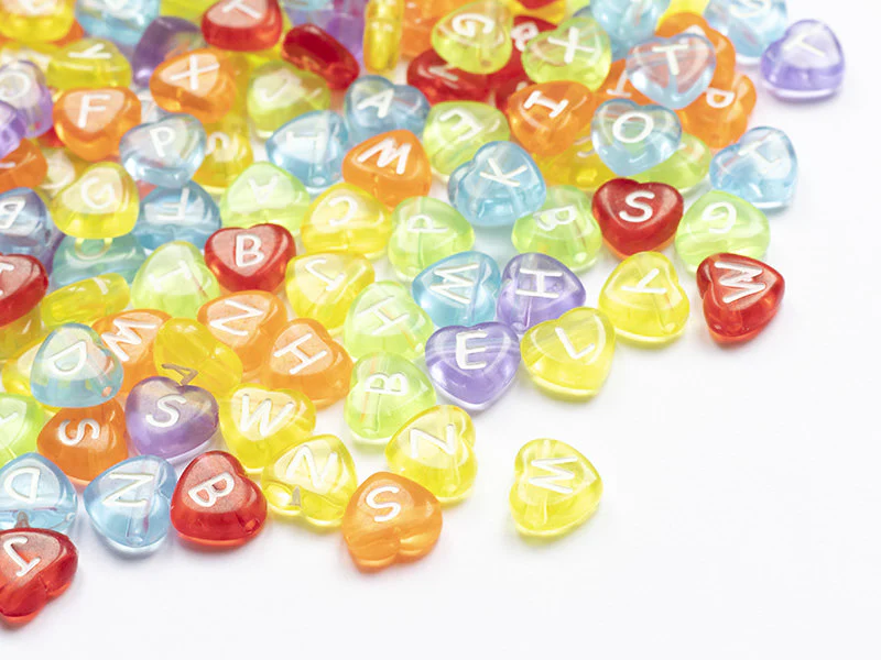 200 perles cœur en plastique - lettres alphabet - 11 mm - Image 8