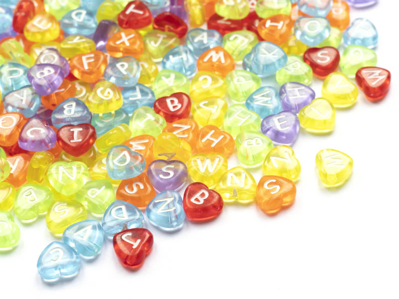 200 perles cœur en plastique - lettres alphabet - 11 mm - Image 9