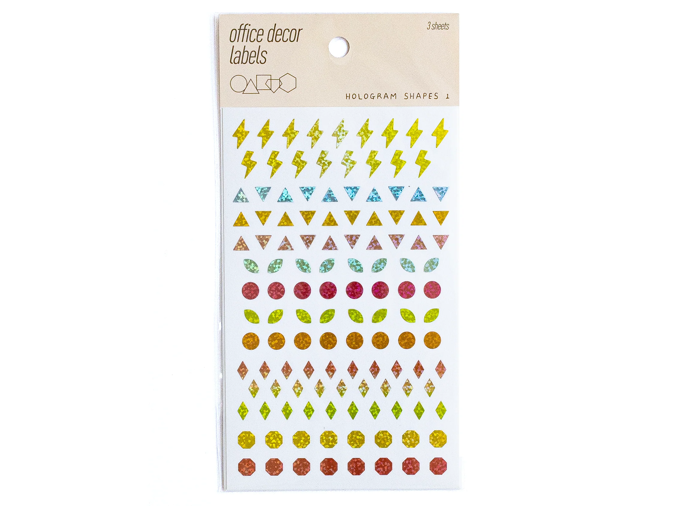 3 planches de stickers - formes holographiques 1