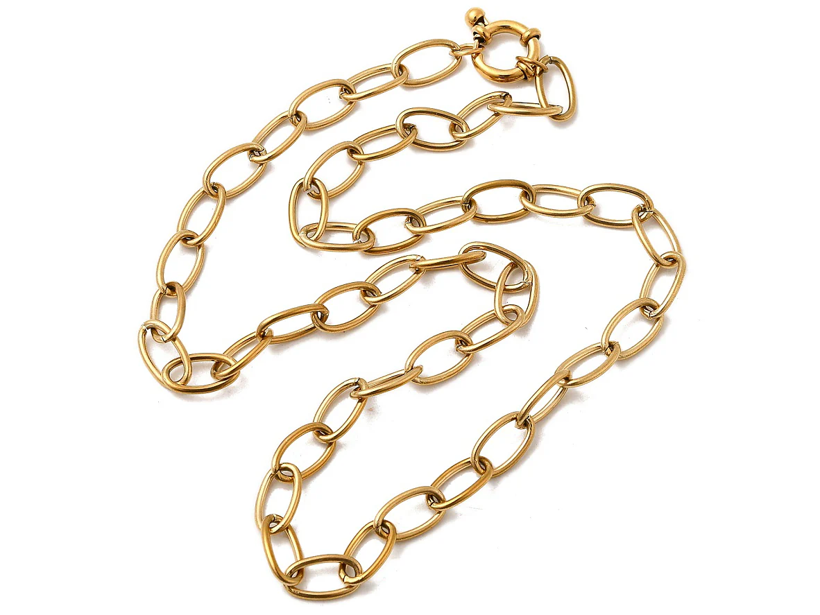 Collier chaîne câble 41,3 cm - acier inoxydable 304 doré à l’or fin