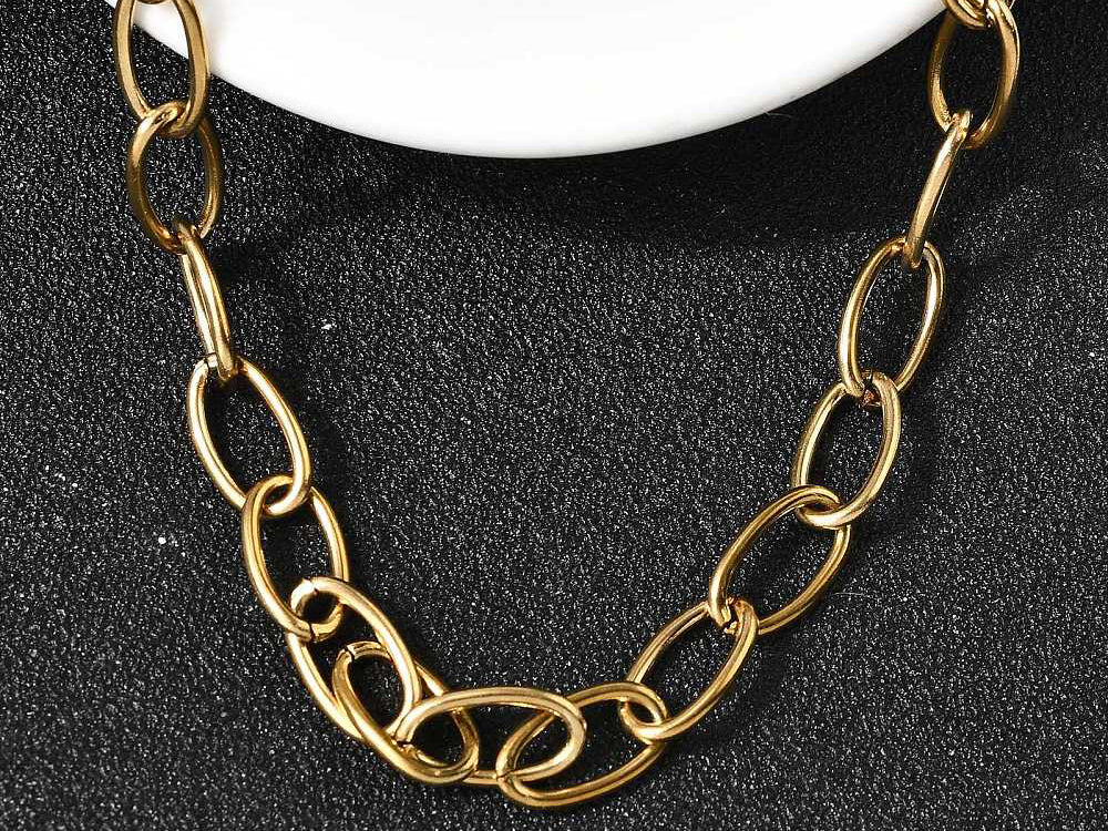 Collier chaîne câble 41,3 cm - acier inoxydable 304 doré à l’or fin - Image 3