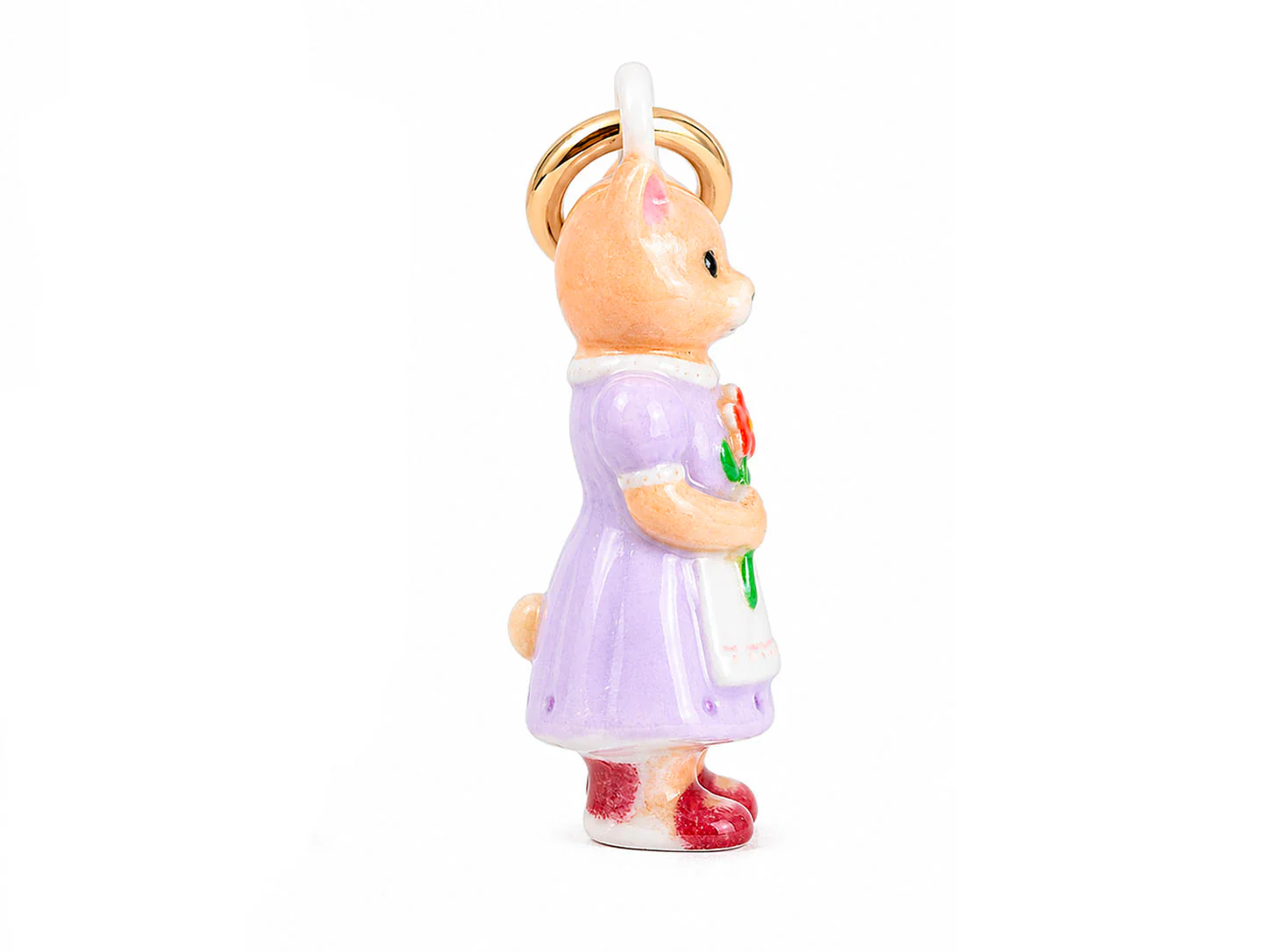 Breloque Chat en robe émaillé et doré à l'or fin - Image 2