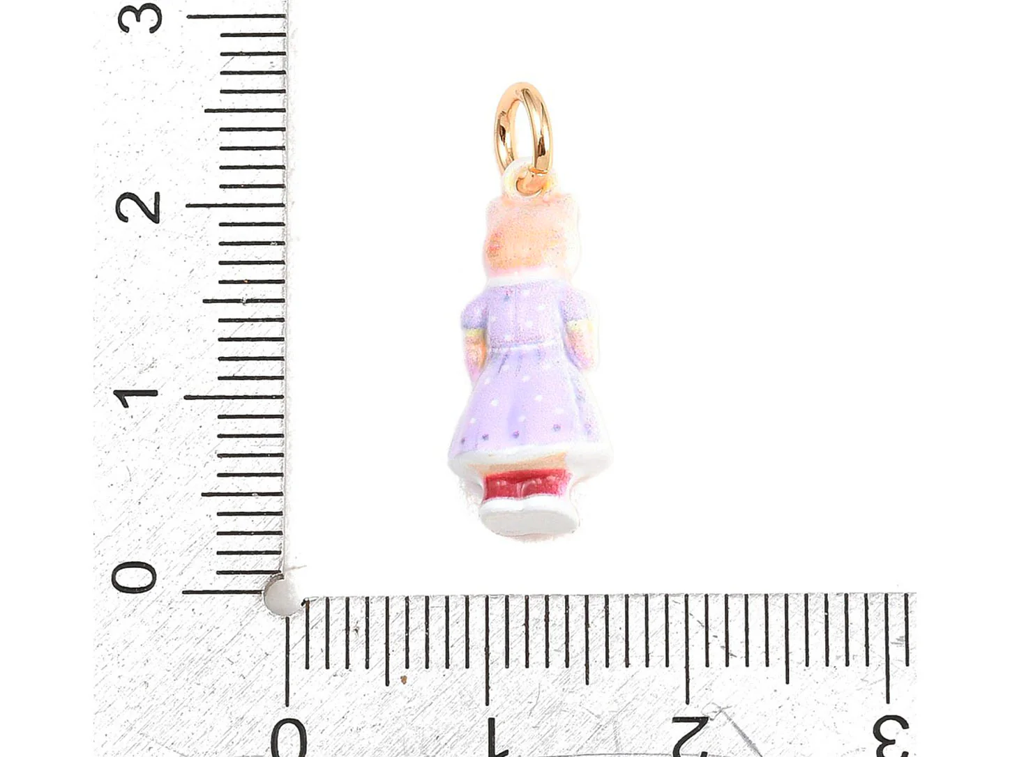 Breloque Chat en robe émaillé et doré à l'or fin - Image 3
