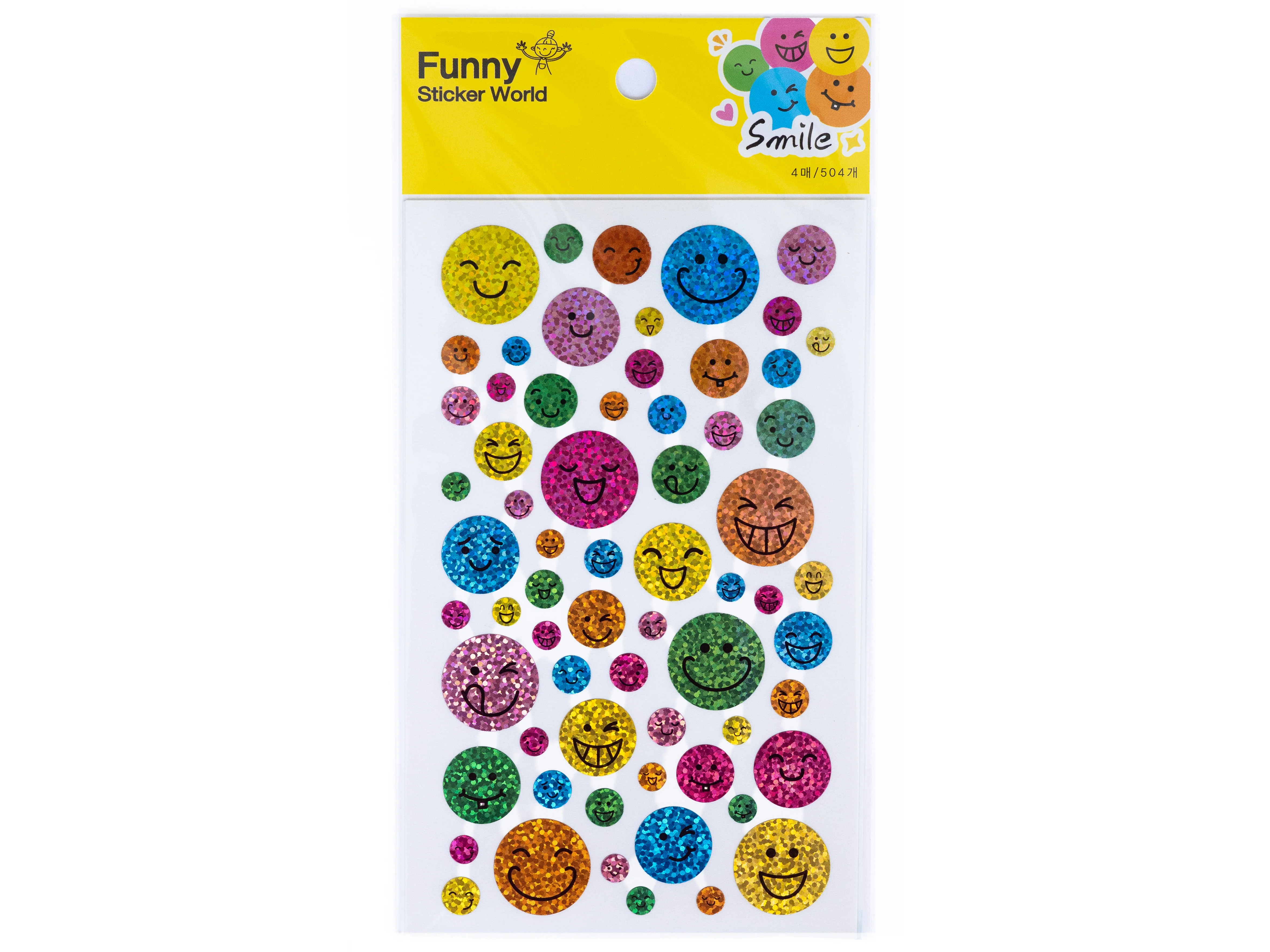 4 planches de stickers sourire holographiques