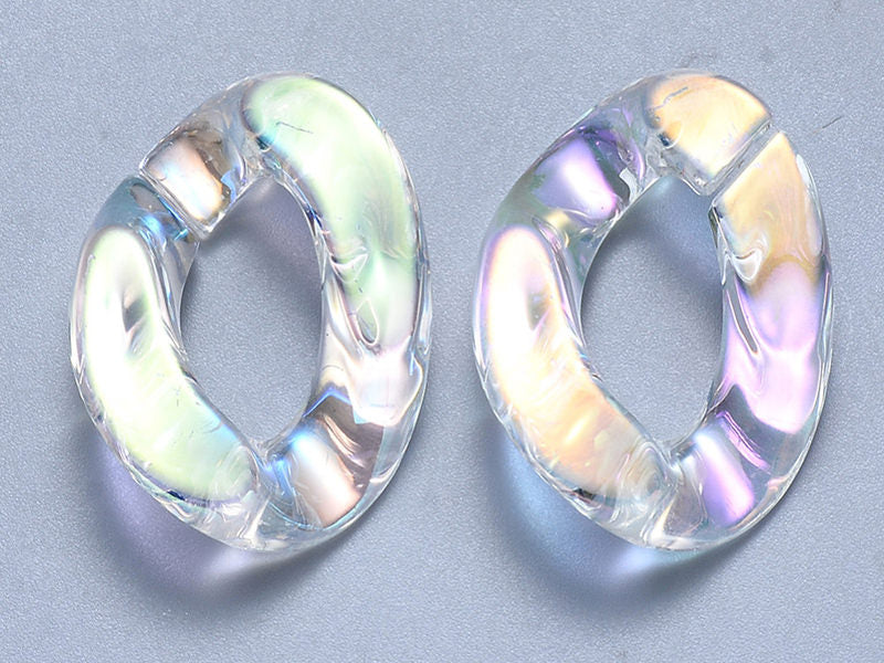 50 grands maillons en plastique 30 x 21 mm - à connecter pour création de chaîne - blanc nacré et irisé - Image 3